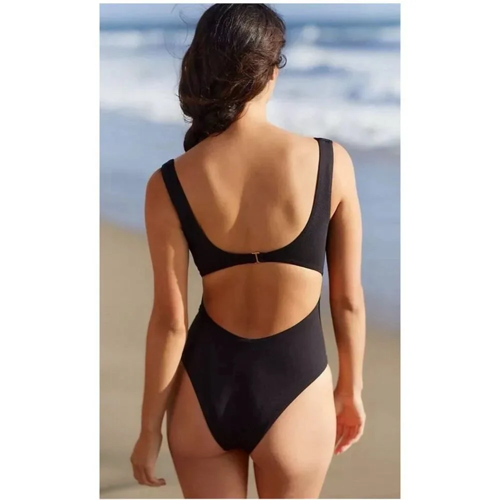 $183 L Space Black‎ Balboa One Piece Swimsuit Size XS 4 Tie Front